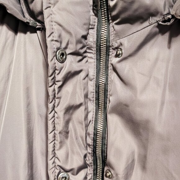 WOMEN Gray Padded Hooded Winter Jacket Sz(S) - Quilted Drawstring "Love Me Now" - Picture 8 of 10